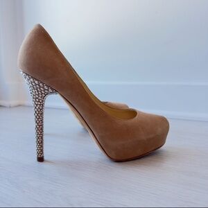 Jimmy Choo Suede Pumps with Rhinestone Heel